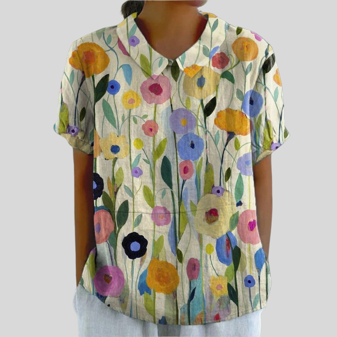 Solène™ | Graphic Floral Blouse