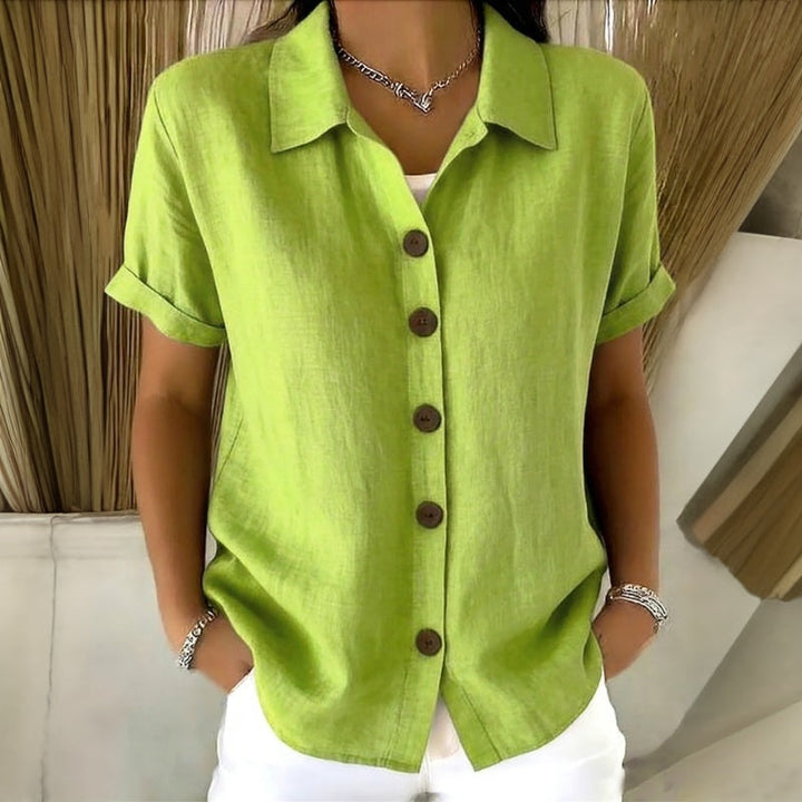 Lison™ | Casual Plain Blouse with Shawl Collar
