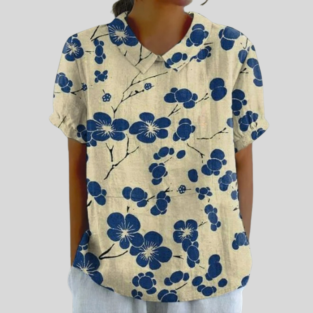 Delphine™ | Contrast Floral Blouse
