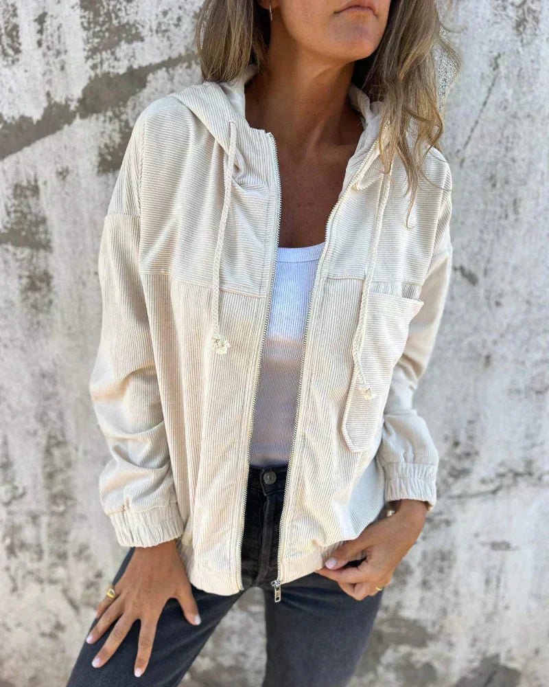 Saskia - Stylish Corduroy Zip Up Jacket