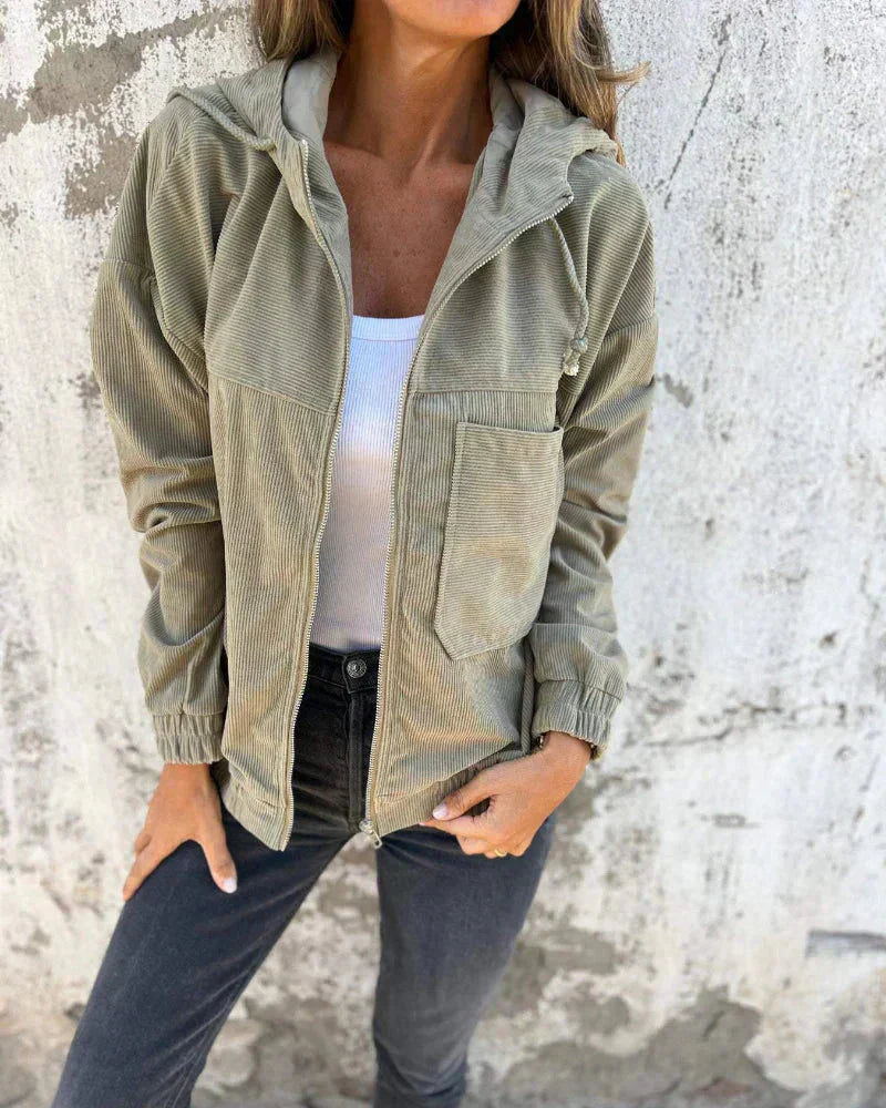 Saskia - Stylish Corduroy Zip Up Jacket