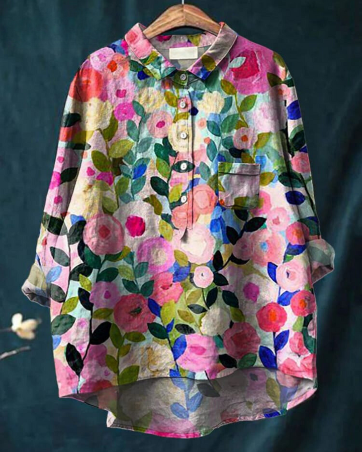 Claire™ | Chic Floral Silk Blouse