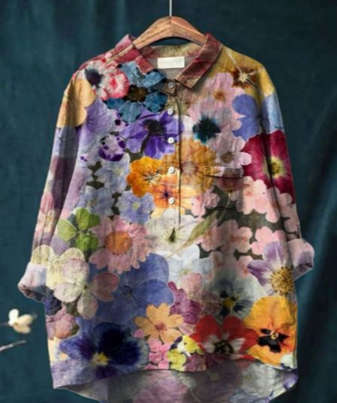 Claire™ | Chic Floral Silk Blouse