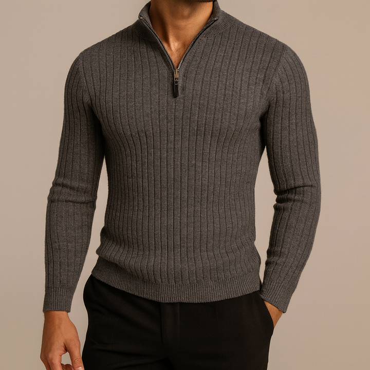 Adrian - High-Collar Half-Zip Sweater | By Julian & Claire Toronto