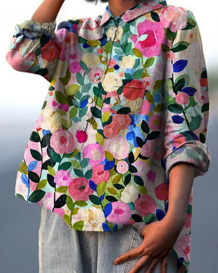 Claire™ | Chic Floral Silk Blouse