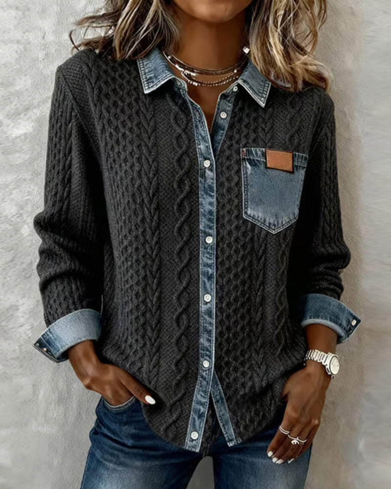 Makayla™ | Contrast Knit Shirt