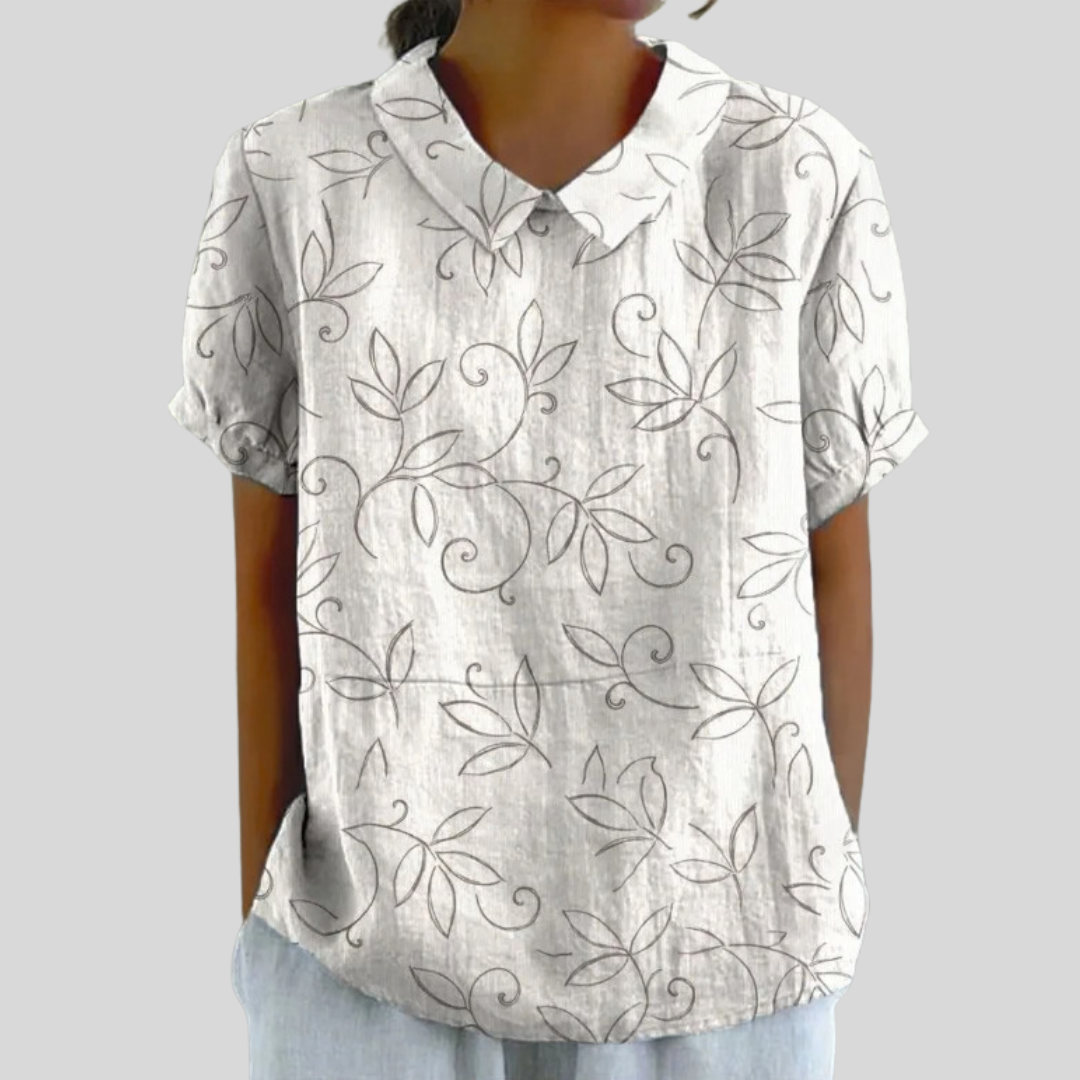 Édith™ | Minimalist Leaf Print Blouse