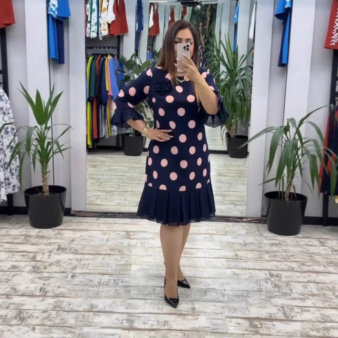 Camilla – Pleated Polka Dot Midi Dress