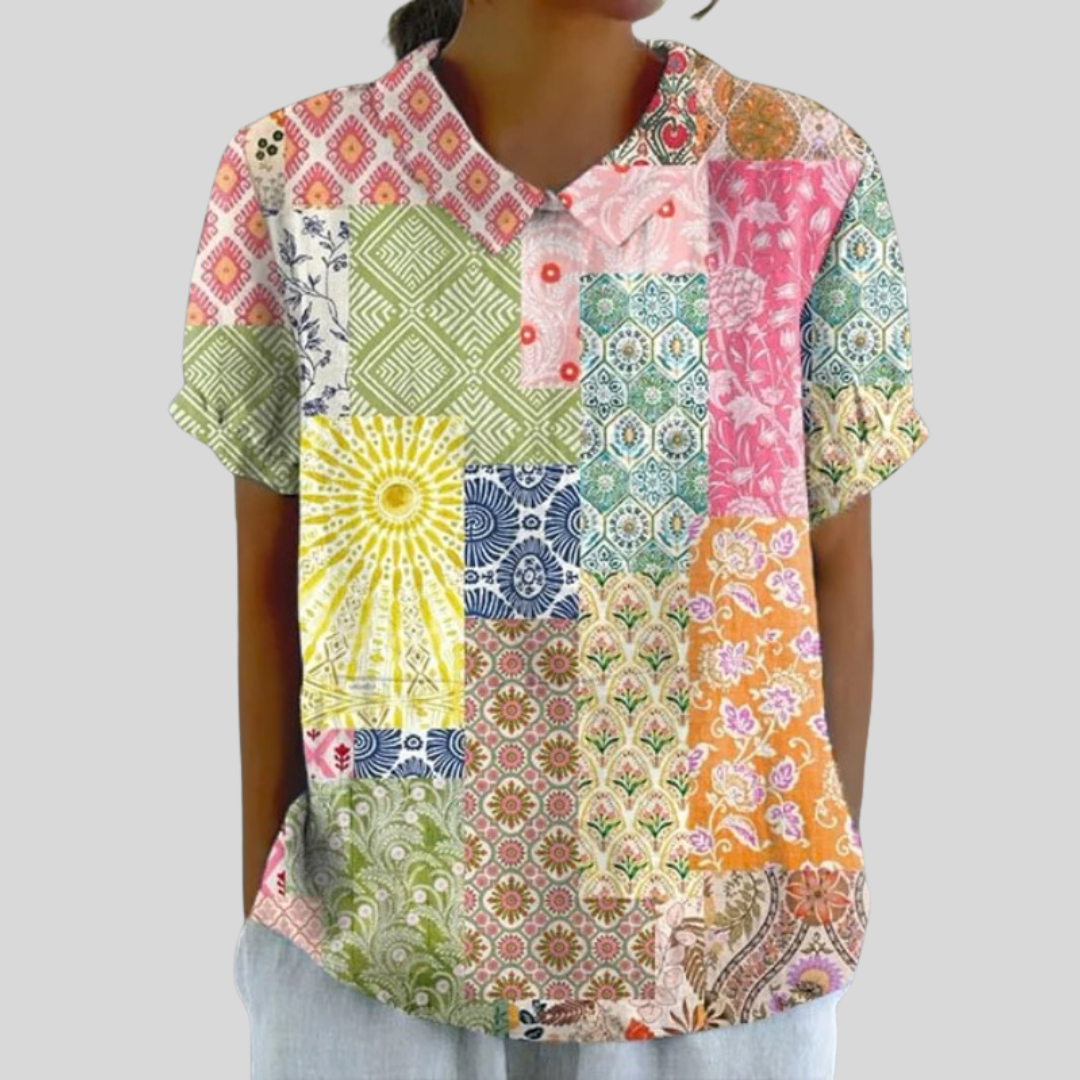 Élina™ | Artistic Patchwork Blouse