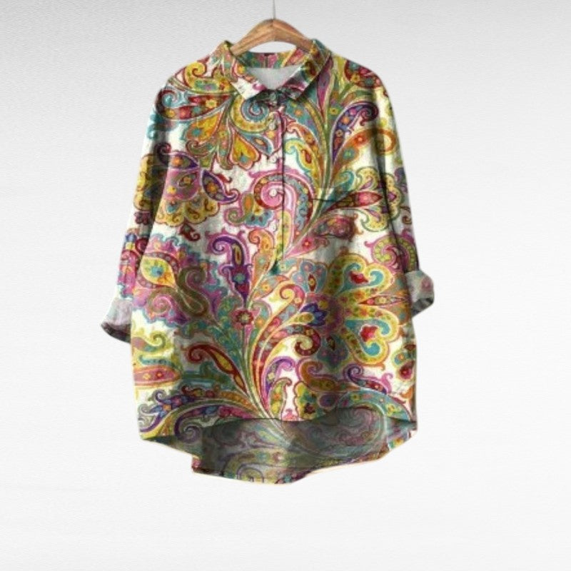 Élisa™ | Elegant Cashmere Print Blouse