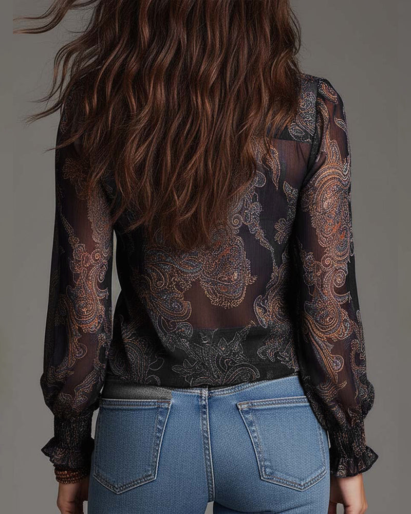 Katie™ | Sophisticated Half-Zip Blouse with Ruffles