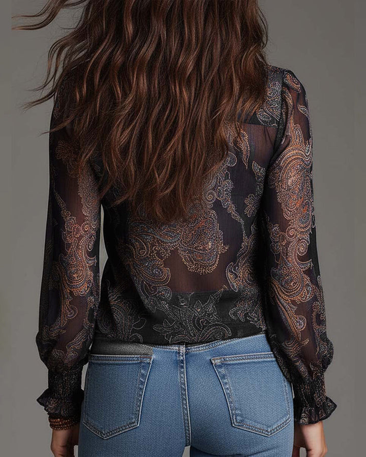 Katie™ | Sophisticated Half-Zip Blouse with Ruffles