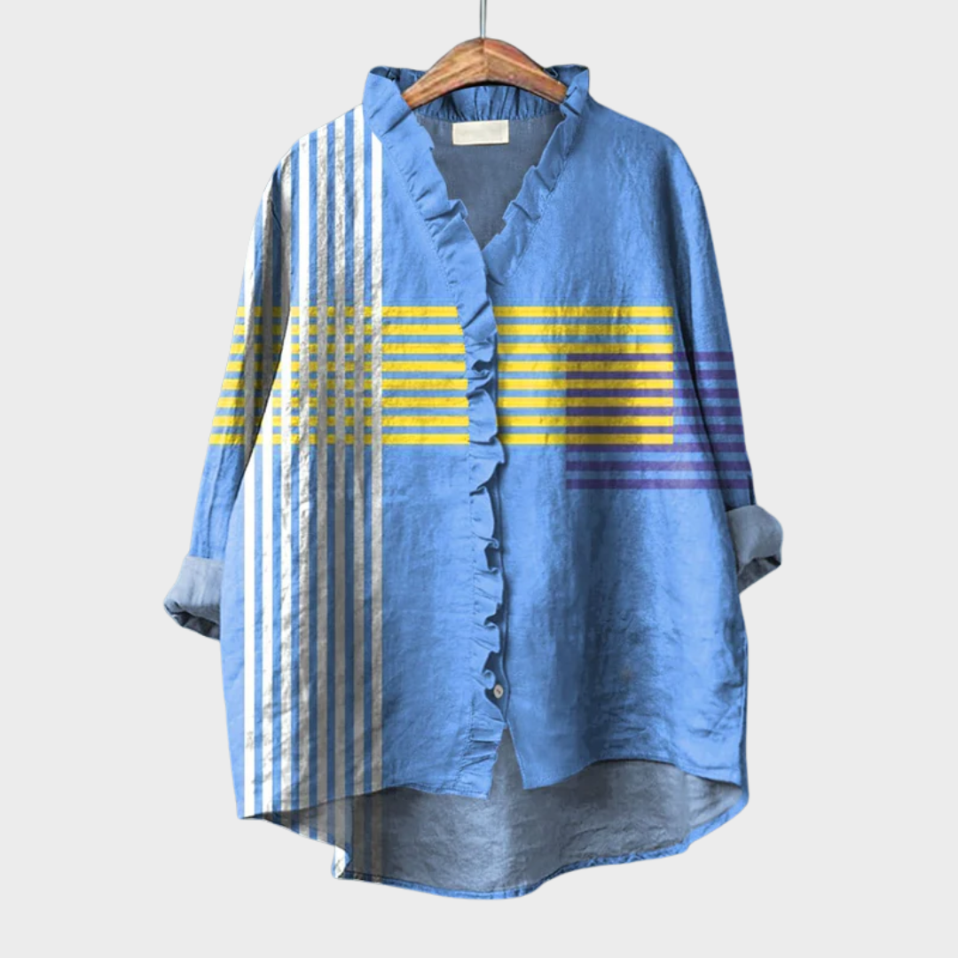 Ophélie™ | Frilled Graphic Blouse