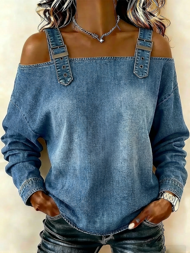 Nadège™ | Sleeveless Denim Shirt