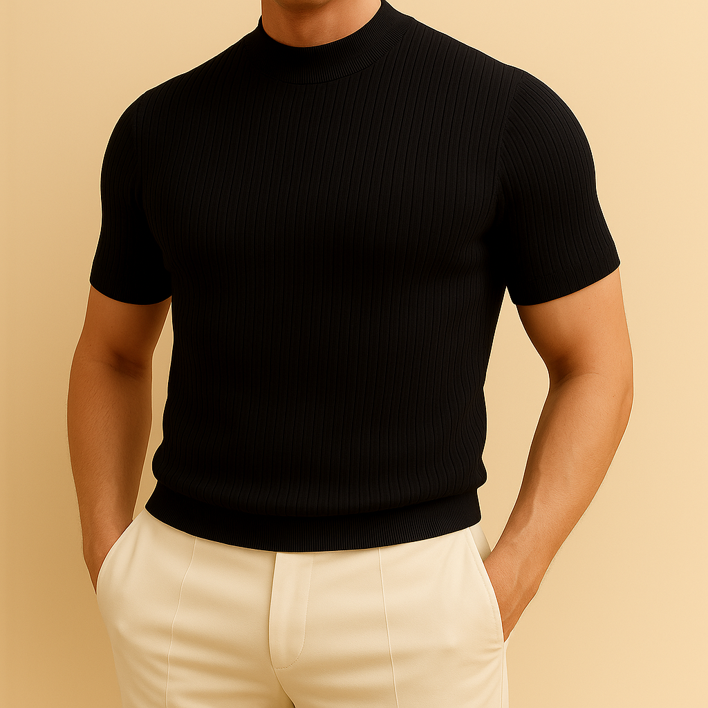 David - Turtleneck Ribbed Knit Tee | By Julian & Claire Toronto