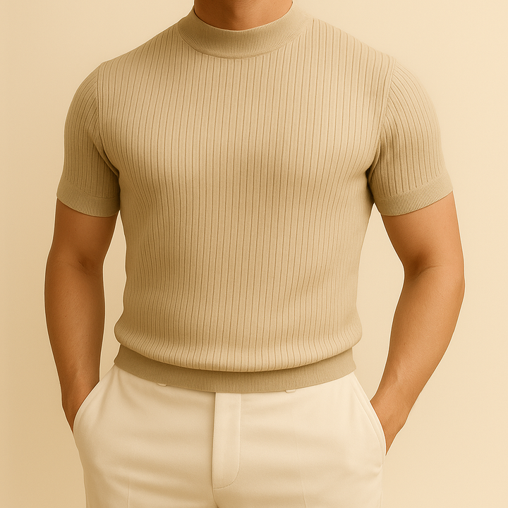 David - Turtleneck Ribbed Knit Tee | By Julian & Claire Toronto