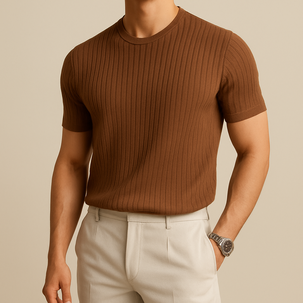 David - Turtleneck Ribbed Knit Tee | By Julian & Claire Toronto