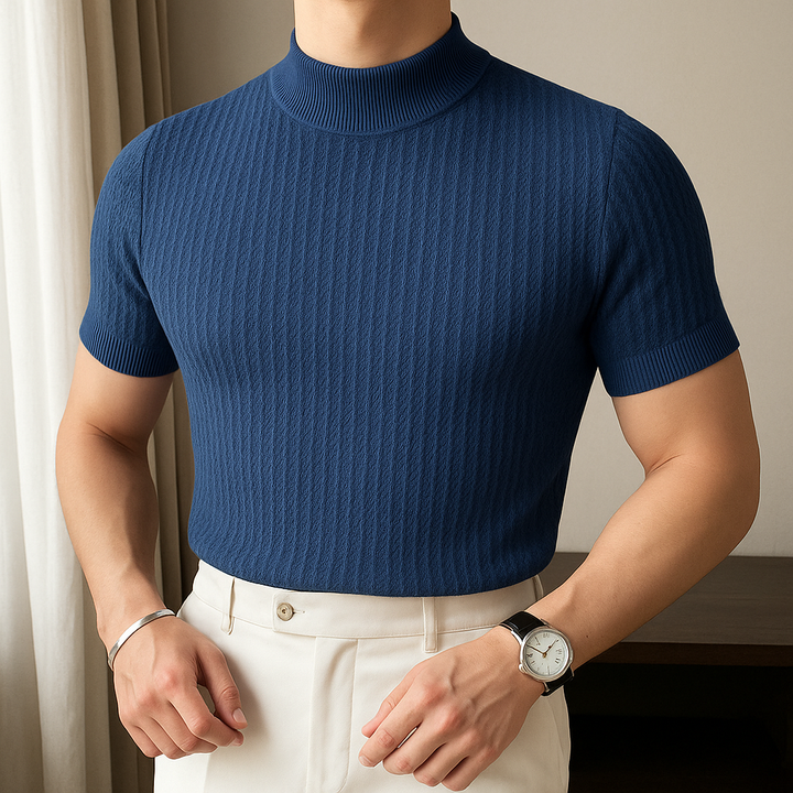 David - Turtleneck Ribbed Knit Tee | By Julian & Claire Toronto