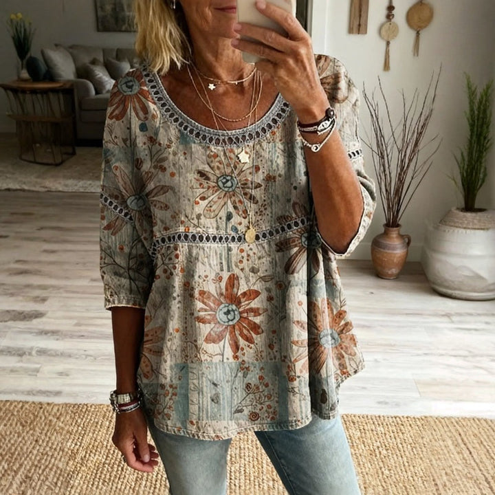 Émilie™ | Vintage Floral Print Blouse