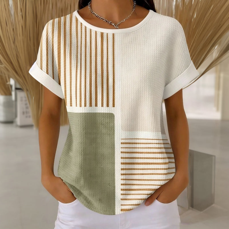Élina™ | Colour Block Striped T-Shirt