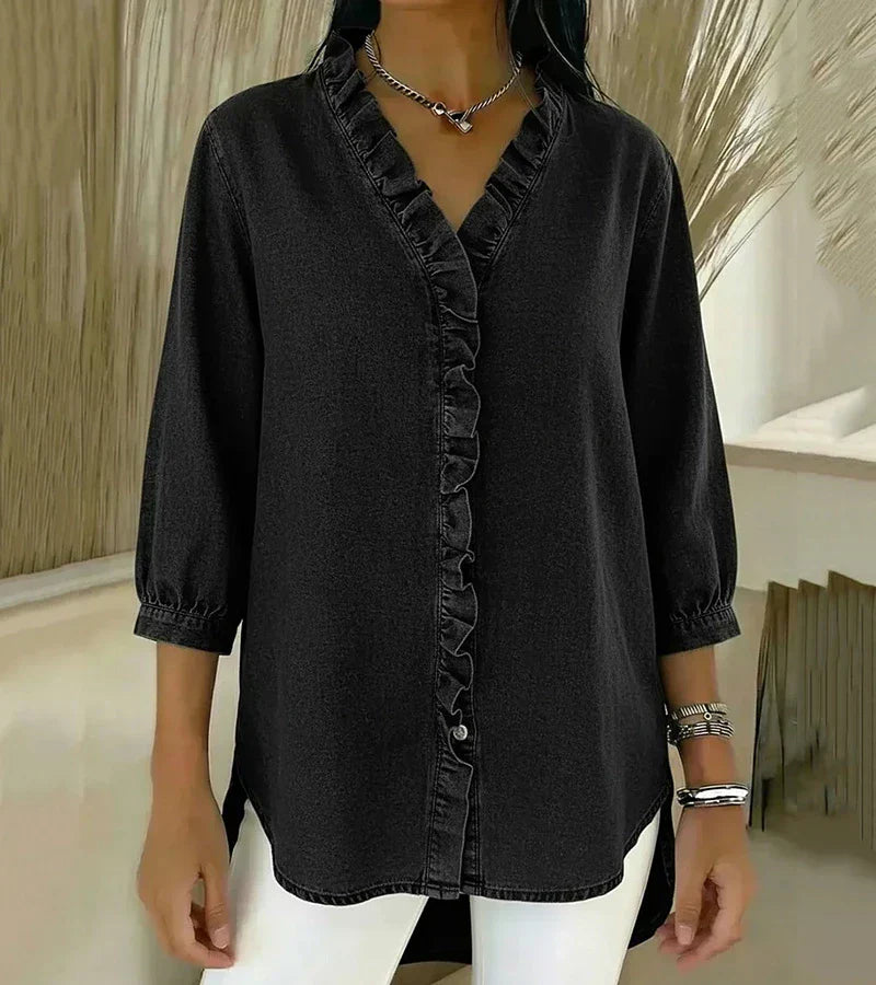 Maud™ | Fluid Blouse with Ruffled V-Neck