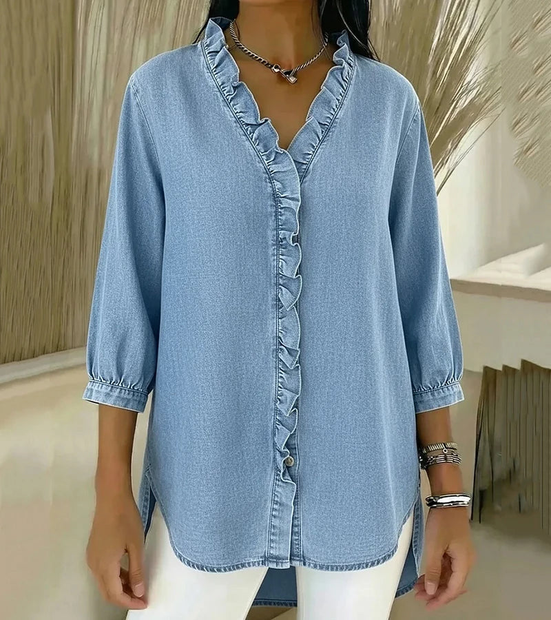 Maud™ | Fluid Blouse with Ruffled V-Neck