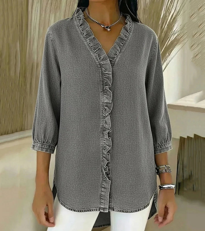 Maud™ | Fluid Blouse with Ruffled V-Neck