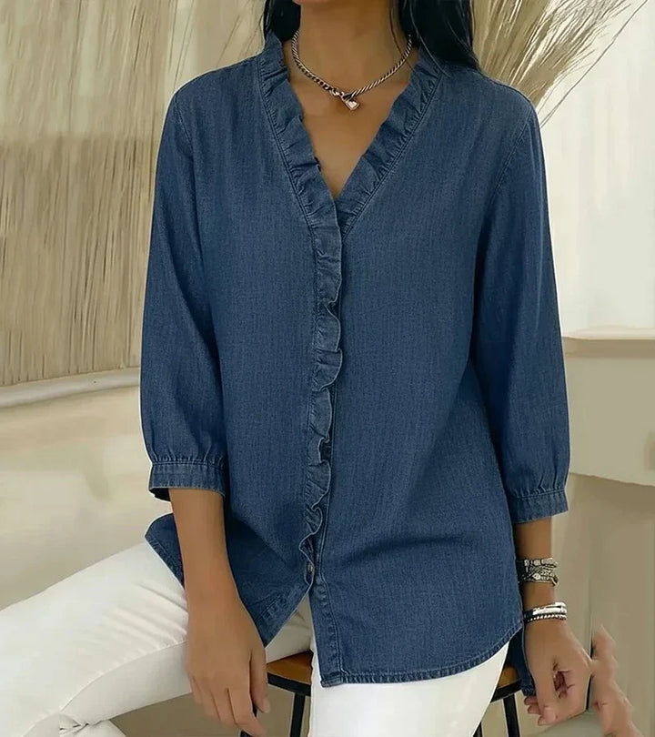 Maud™ | Fluid Blouse with Ruffled V-Neck