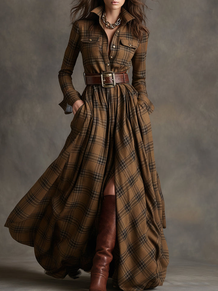 Jessica – Maxi Shirt Dress with Classic Checks