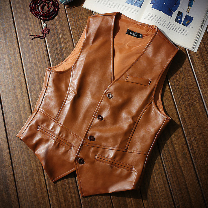 STRUCTURED LEATHER WAISTCOAT