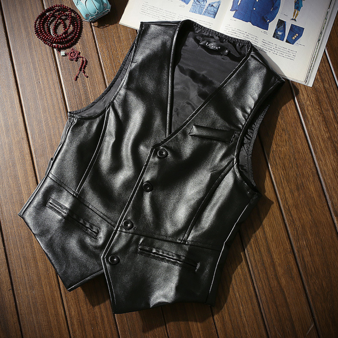 STRUCTURED LEATHER WAISTCOAT