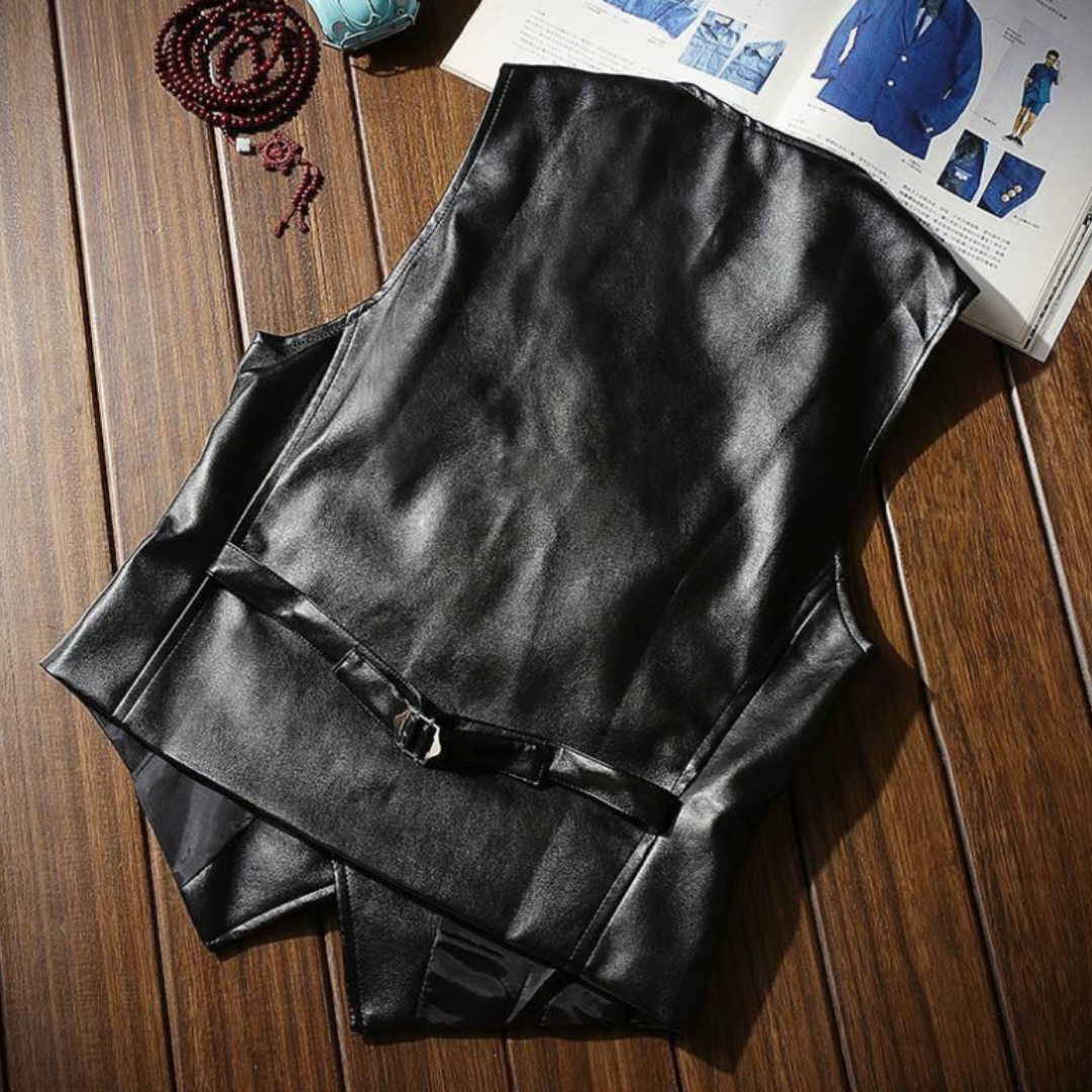 STRUCTURED LEATHER WAISTCOAT