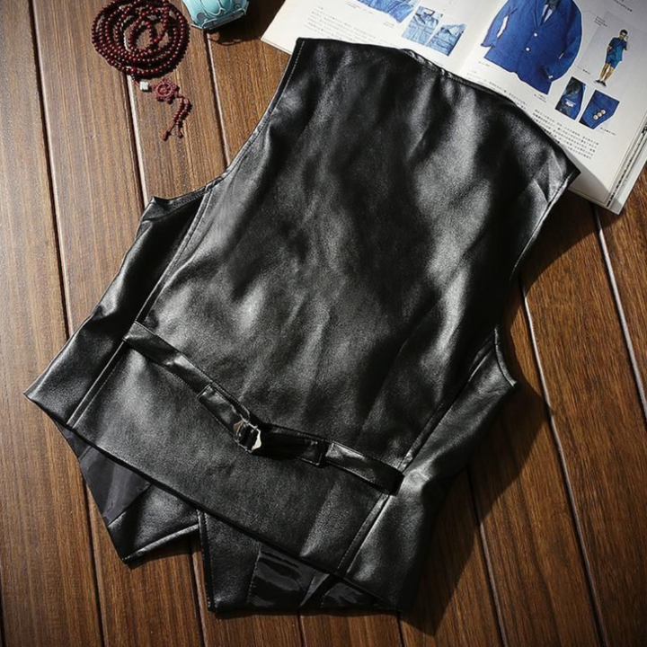 STRUCTURED LEATHER WAISTCOAT