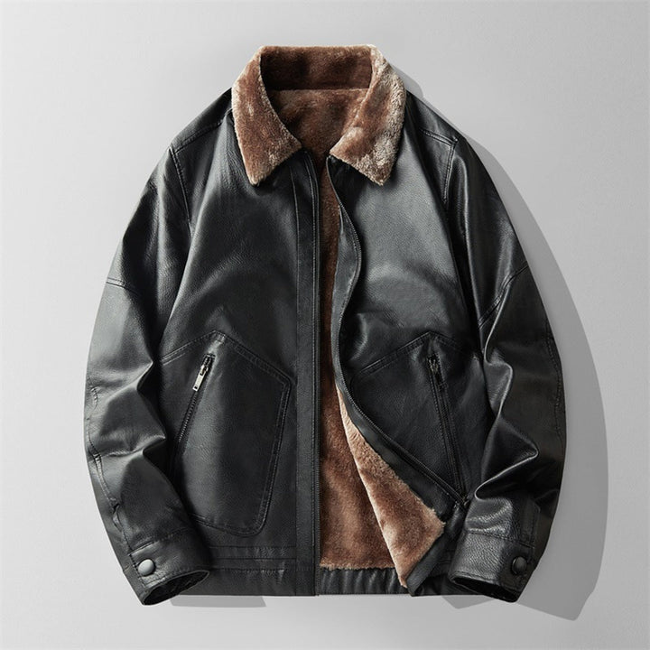 FLEECE LEATHER JACKET