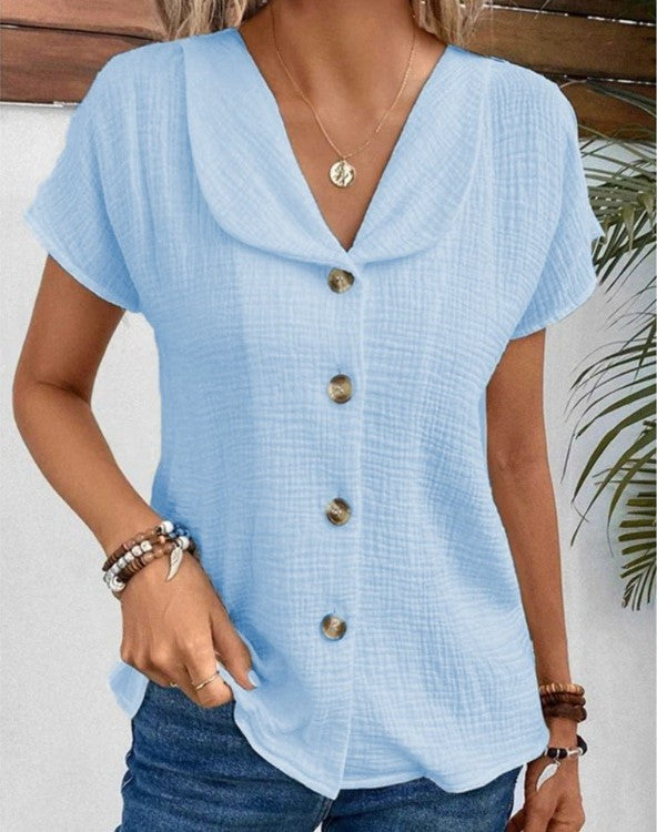 Anthousa™ | Buttoned Collar Top
