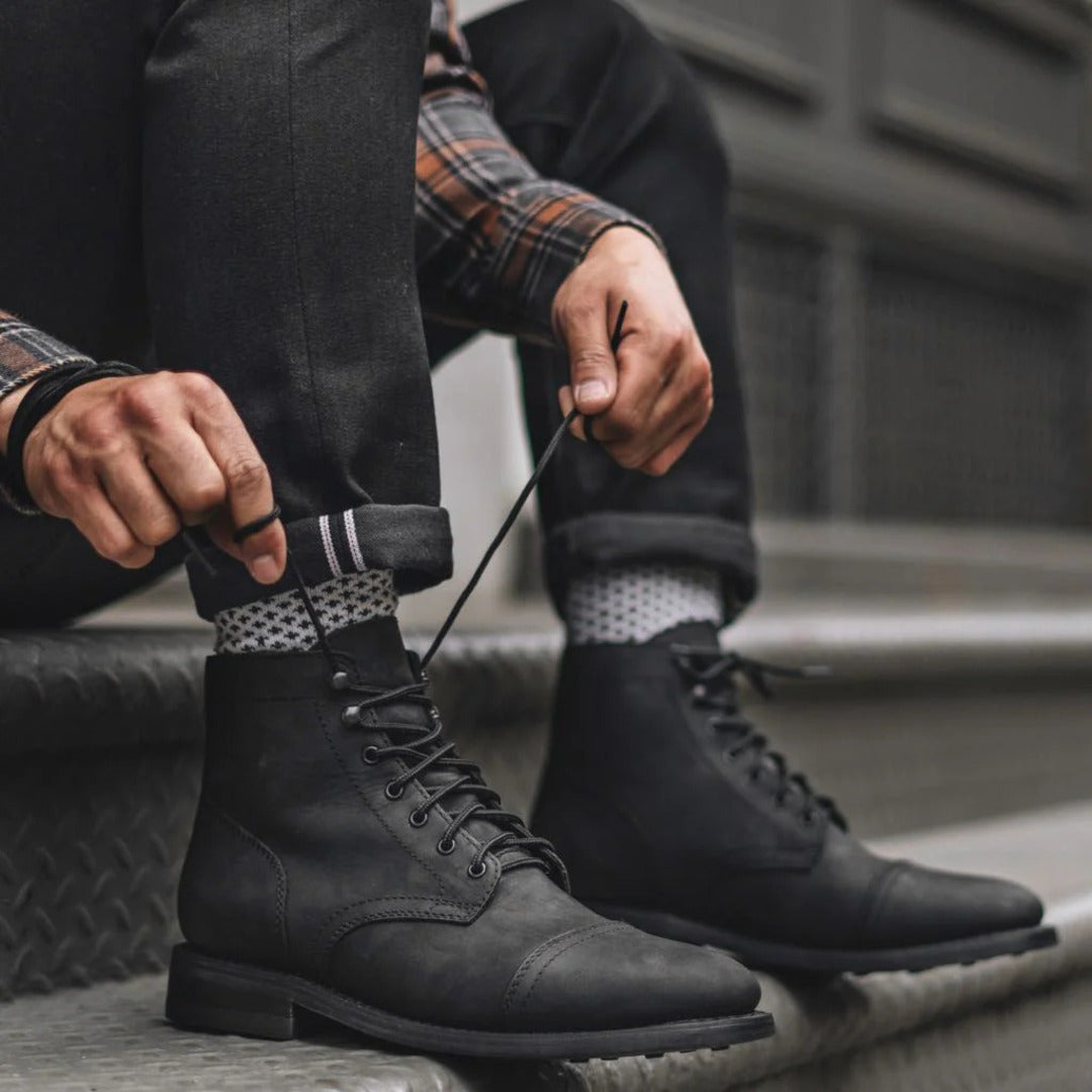 LEATHER LACE BOOTS