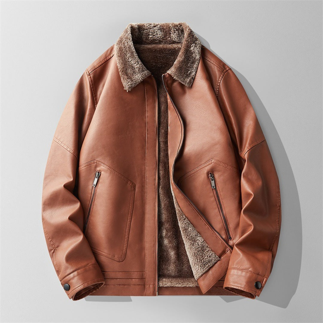 FLEECE LEATHER JACKET