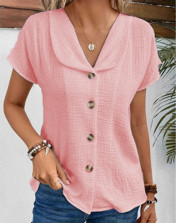 Anthousa™ | Buttoned Collar Top