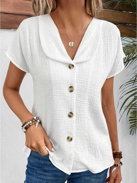 Anthousa™ | Buttoned Collar Top