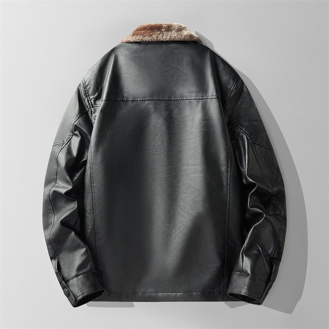 FLEECE LEATHER JACKET