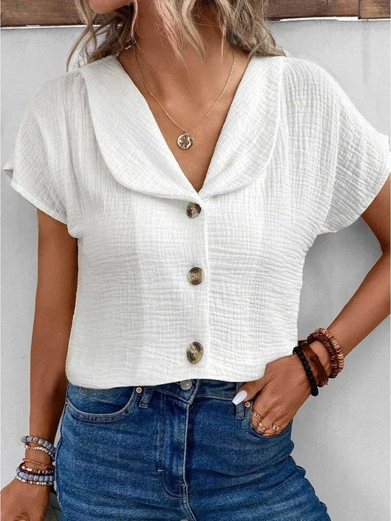 Anthousa™ | Buttoned Collar Top