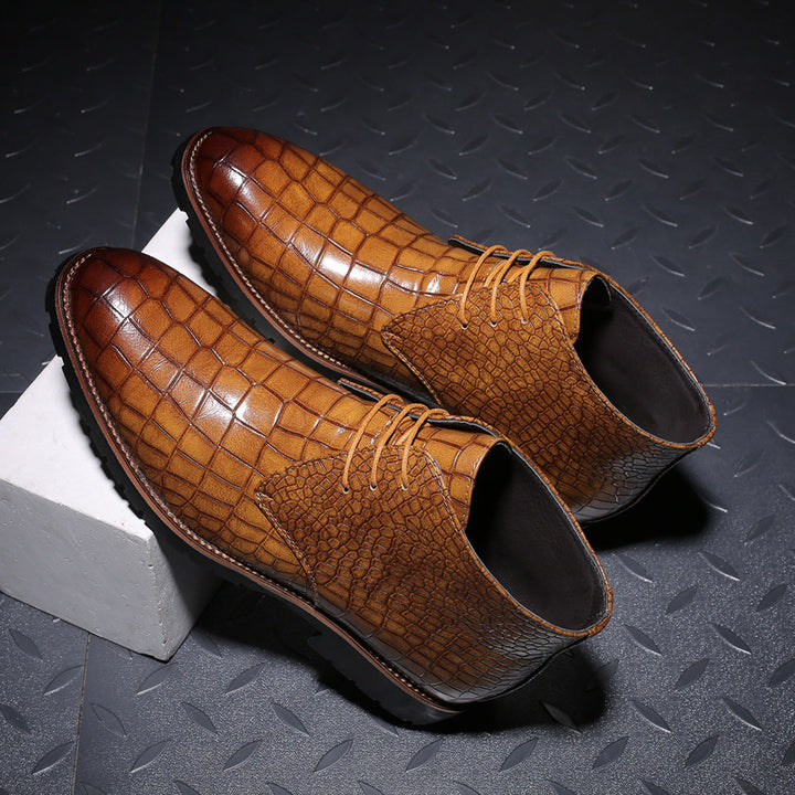 EMBOSSED ANKLE BOOTS