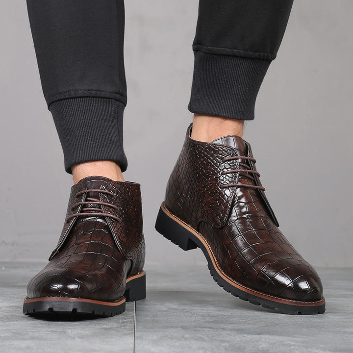 EMBOSSED ANKLE BOOTS