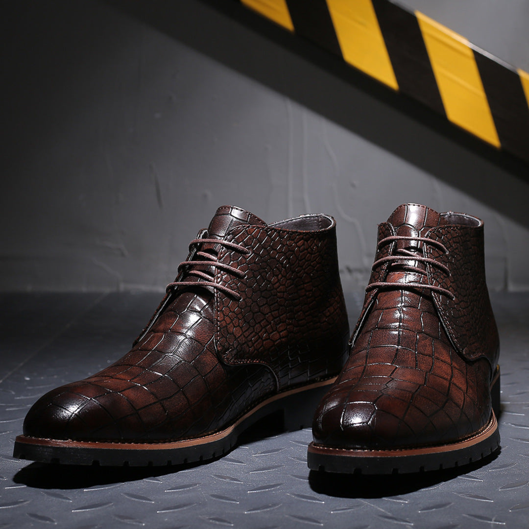 EMBOSSED ANKLE BOOTS