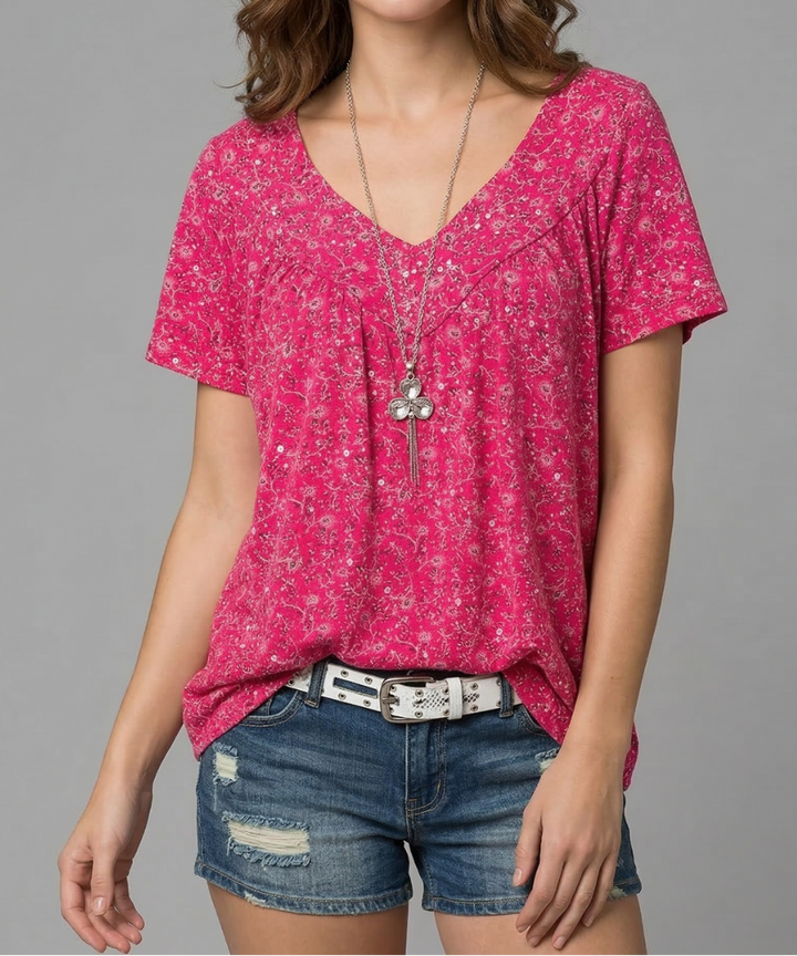 Trisha™ | Floral V-neck T-shirt
