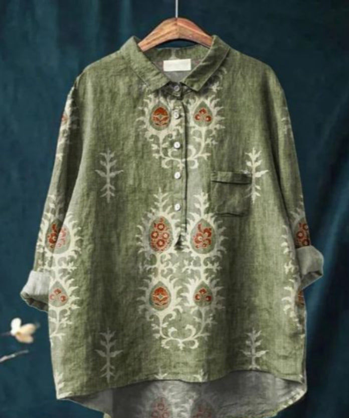 Claire™ | Chic Floral Silk Blouse