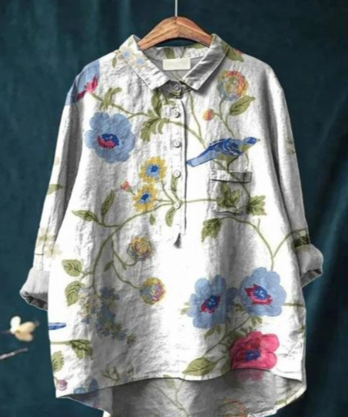 Claire™ | Chic Floral Silk Blouse