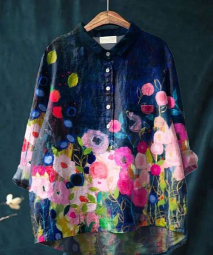 Claire™ | Chic Floral Silk Blouse
