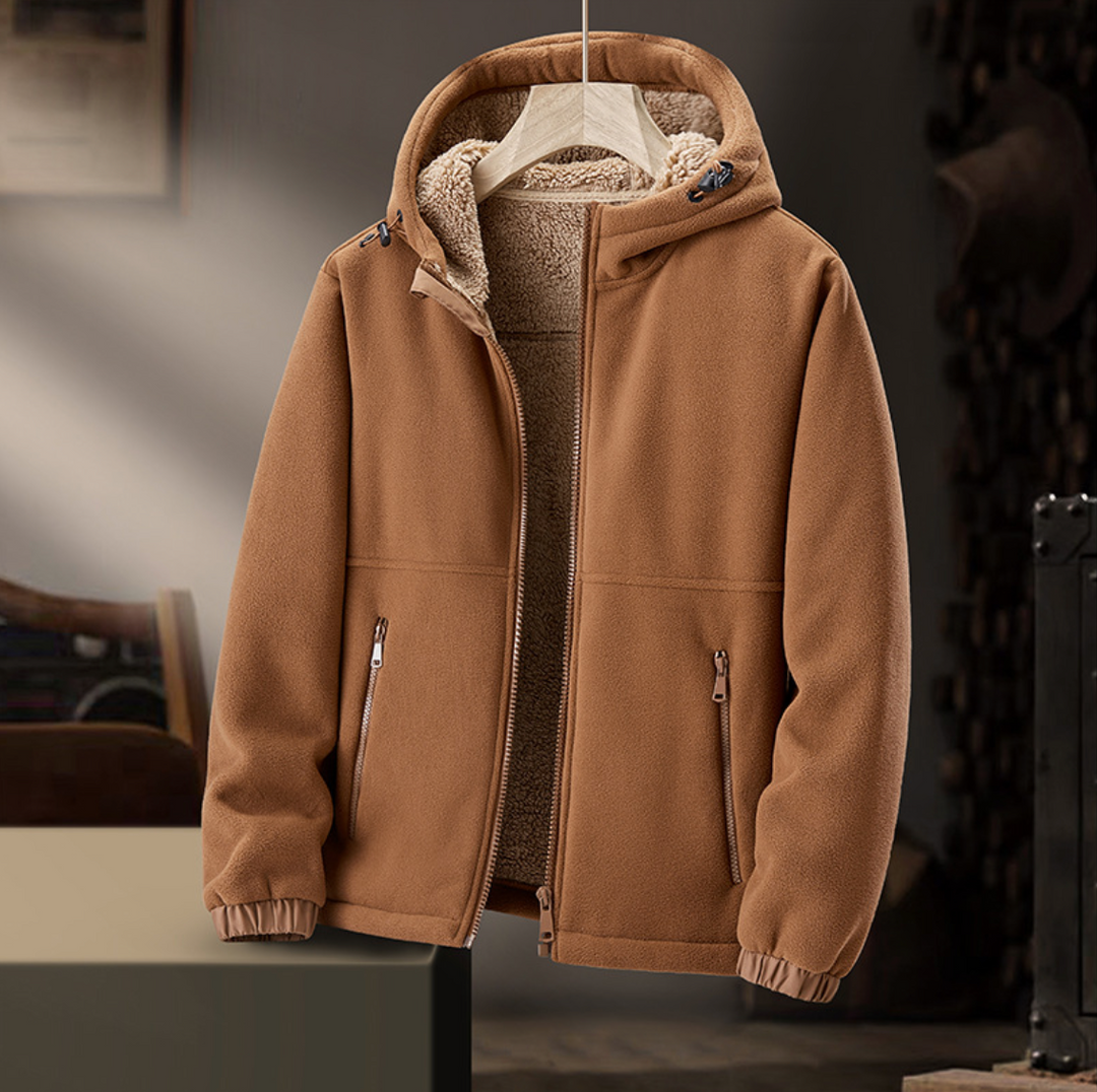 HOODED WARM LAMBSKIN JACKET