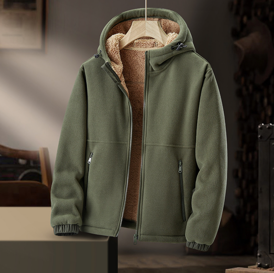 HOODED WARM LAMBSKIN JACKET